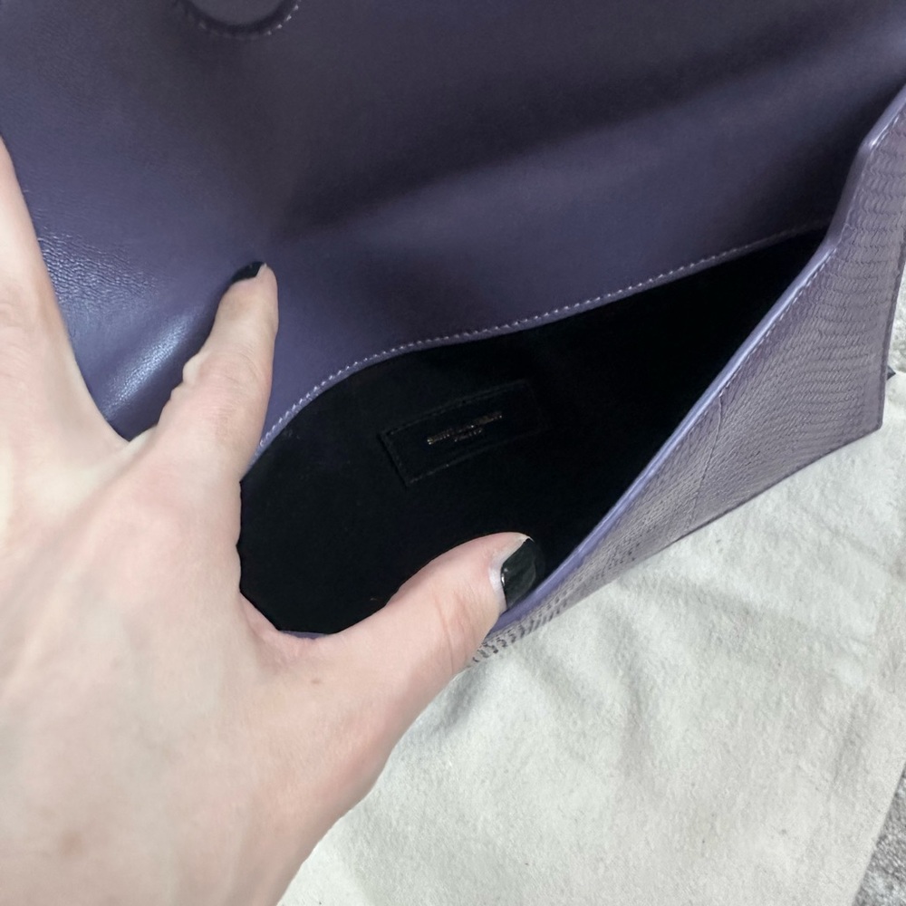 Saint Laurent YSL Purple Snakeskin Uptown Pouch Clutch - Picture 5 of 6